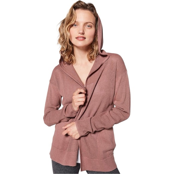 Lululemom Women's Pink Hooded Sweater Wrap Size Medium 6 / 8 Still Movement - Picture 2 of 14